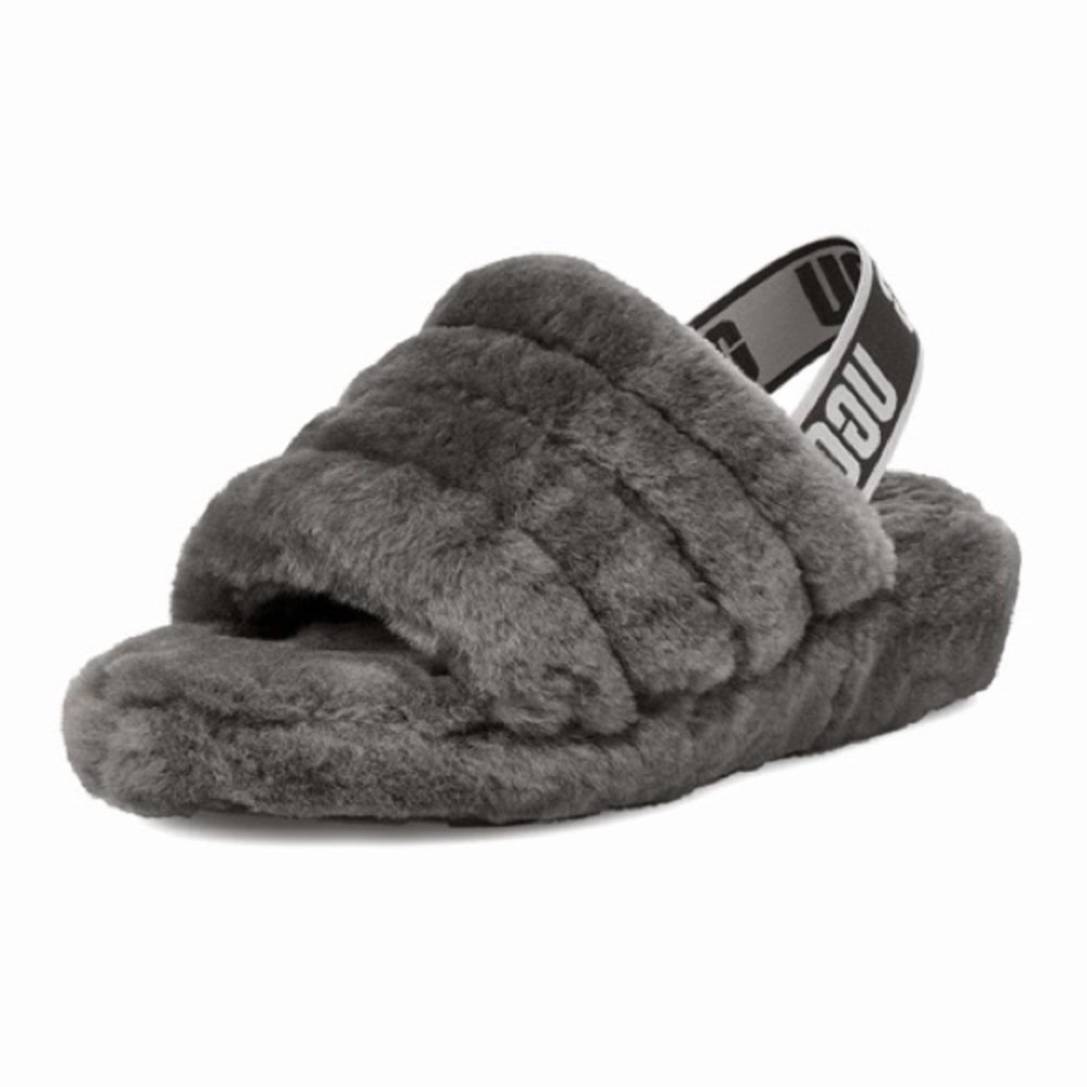 UGG FLUFF YEAH CHARCOAL SLIPPERS
